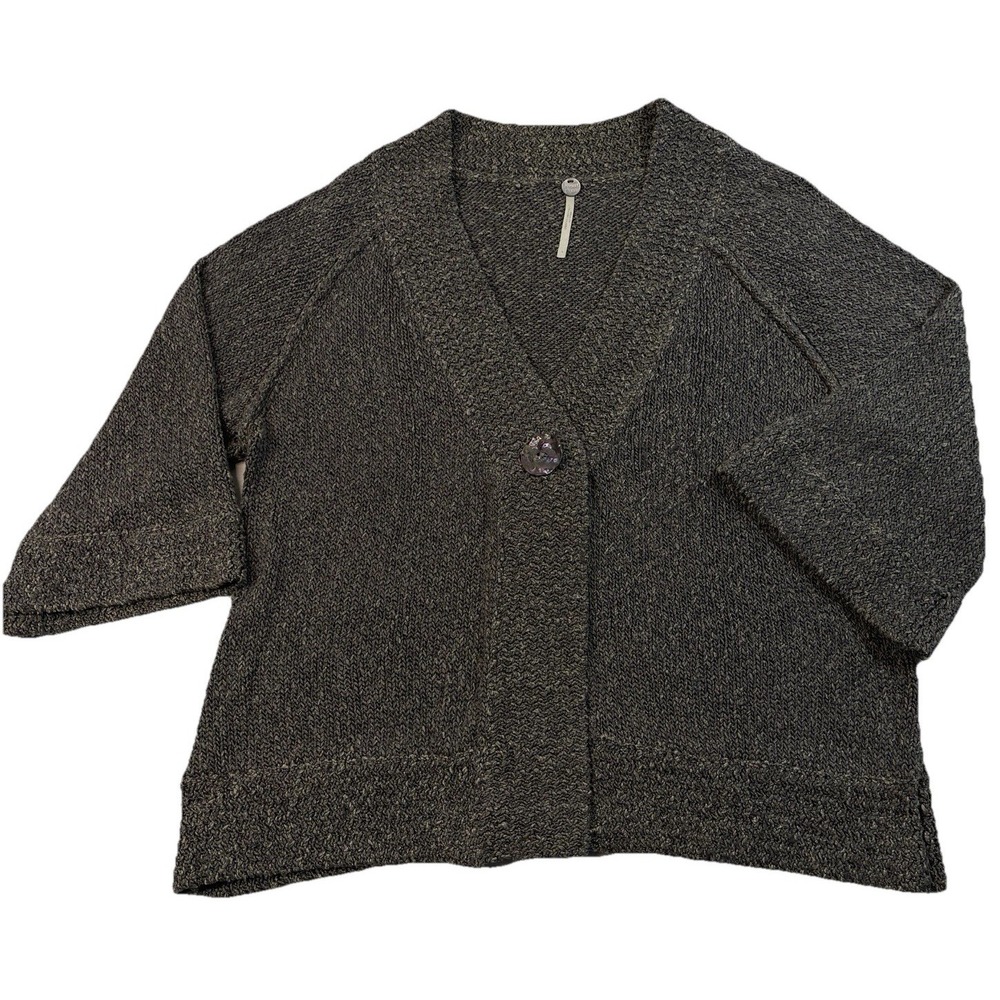 Maggie O'Neill Women's L Chunky Knit Cardigan Brown 3/4 Sleeve Button Front Y2K